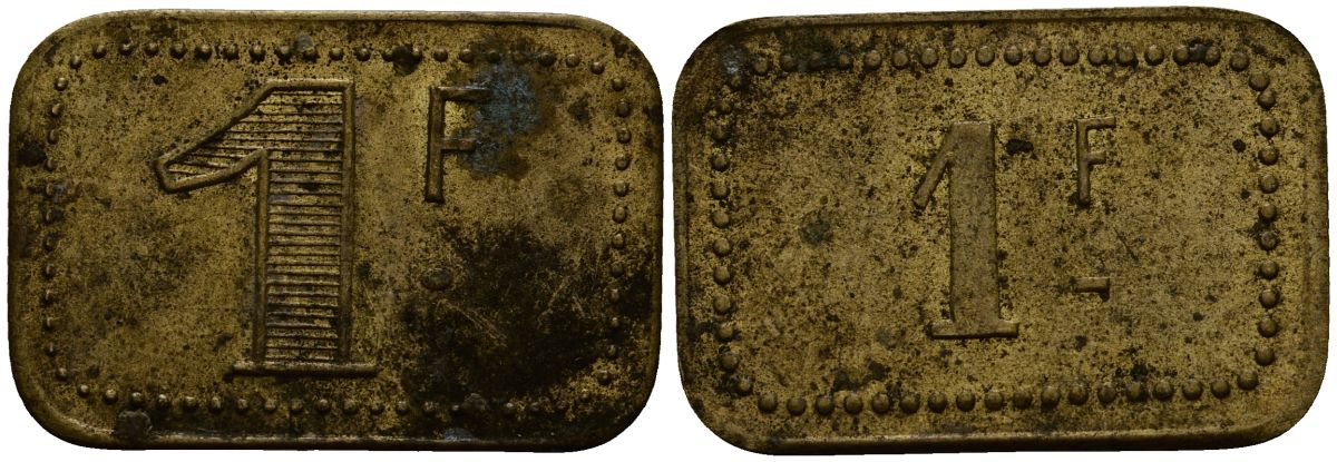 Франция 1 франк ND ресторанный жетон латунь 4166-314