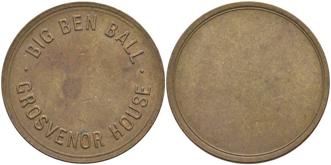Англия жетон ND BIG BEN BALL, GROSSVENOR HOUSE, диаметр 30,5 мм. латунь 4572-422