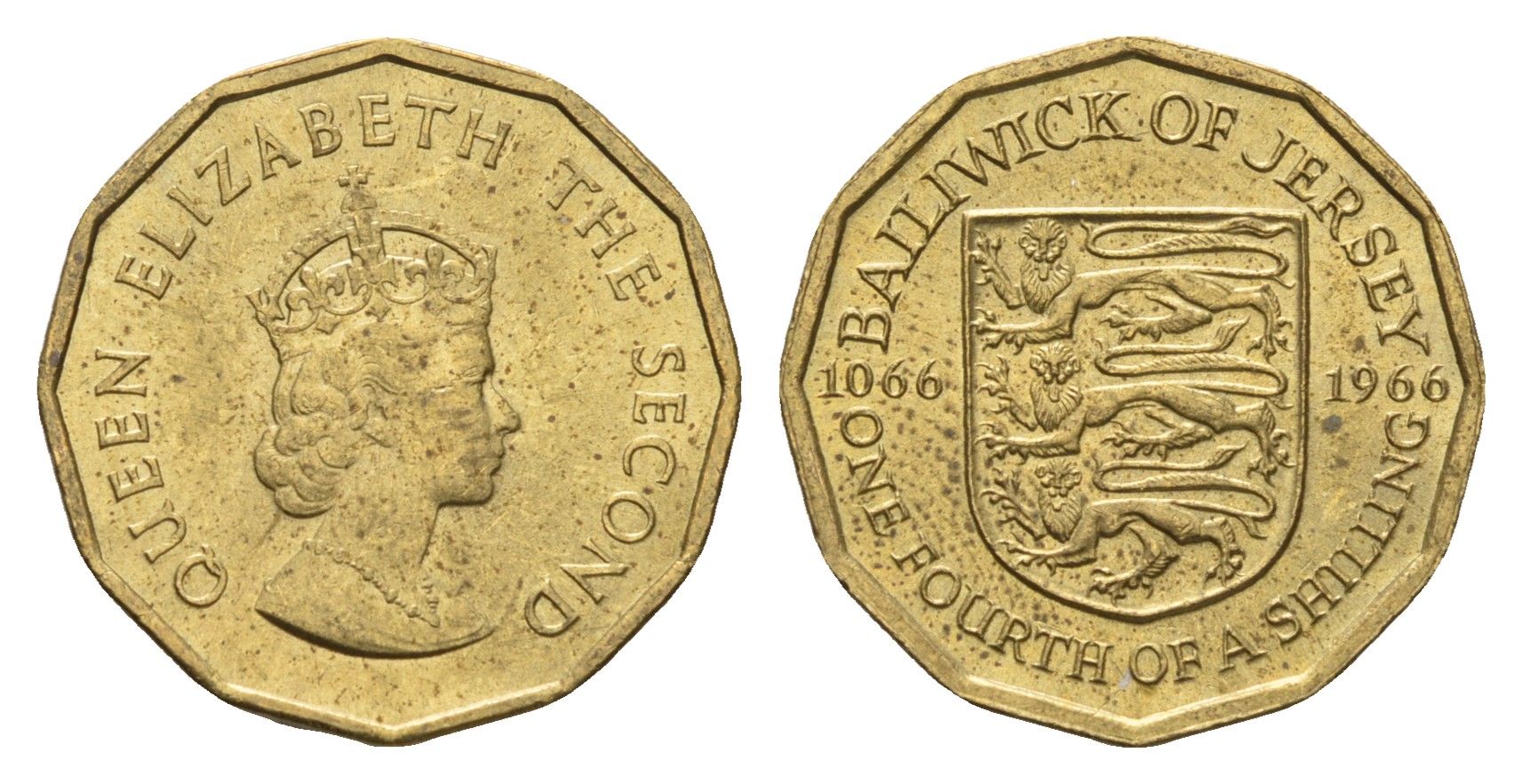 Джерси 1/4 шиллинга 1966 900 лет битве при Гастингсе KM 27 никель латунь aUNC 4622-251