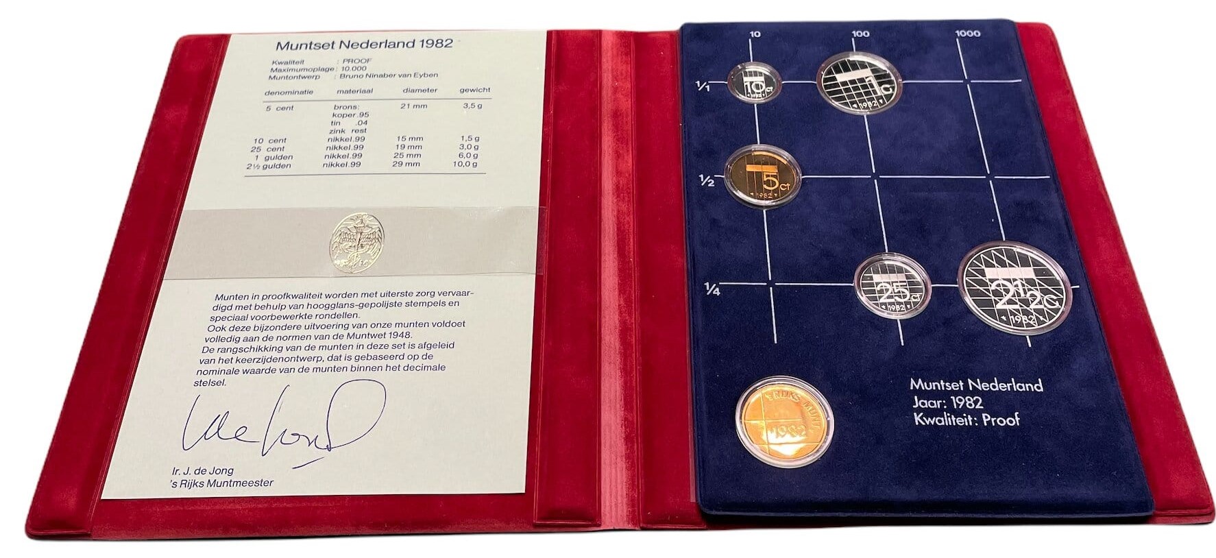 Нидерланды госнабор из 5 монет + жетон 1982 медно-никель PROOF 7-5-1-27