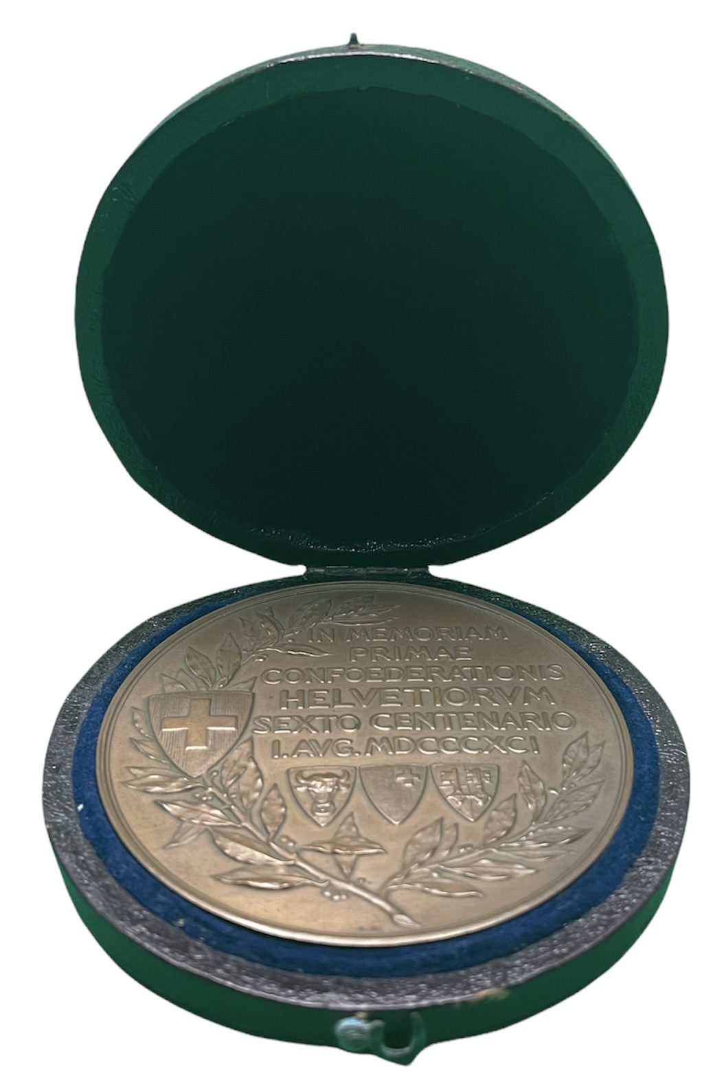 Швейцария медаль 1891 600 лет Швейцарской Конфедерации, эротика, в оригинальной коробке, 68 мм бронза 6-5-1-30