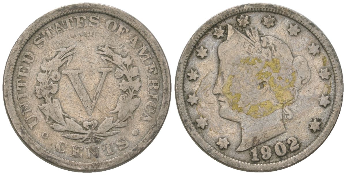 США 5 центов 1902 голова свободы KM 112 медно-никель 4563-1113