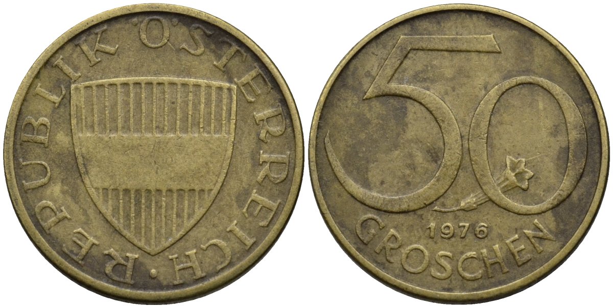 Австрия 50 грошей 1976 KM 2885 алюминиевая бронза 4594-454