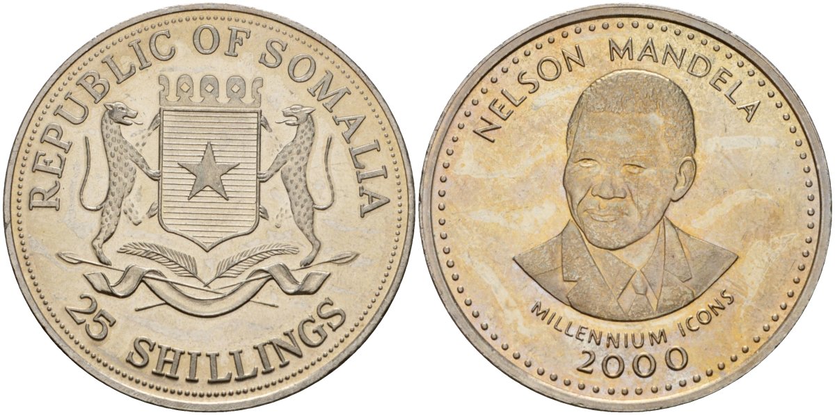Сомали 25 шиллингов 2000 иконы тысячелетия - Нельсон Мандела KM 72 медно-никель UNC 4125-824