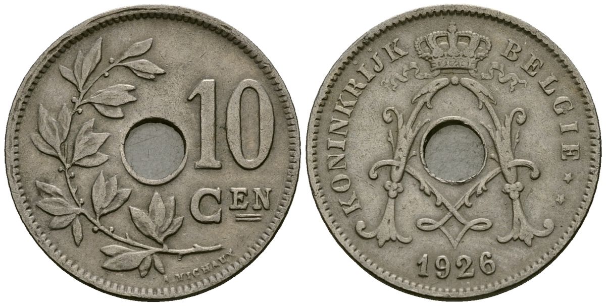 Бельгия 10 сантимов 1926 Belgie KM 86 медно-никель 3336-1225