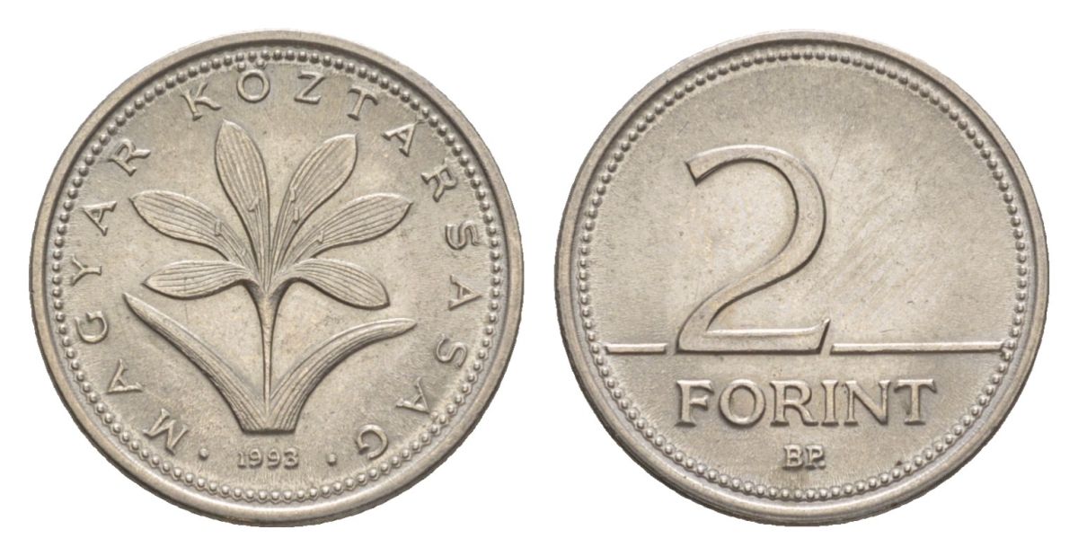 Венгрия 2 форинта 1993 KM 693 медно-никель UNC 4632-723