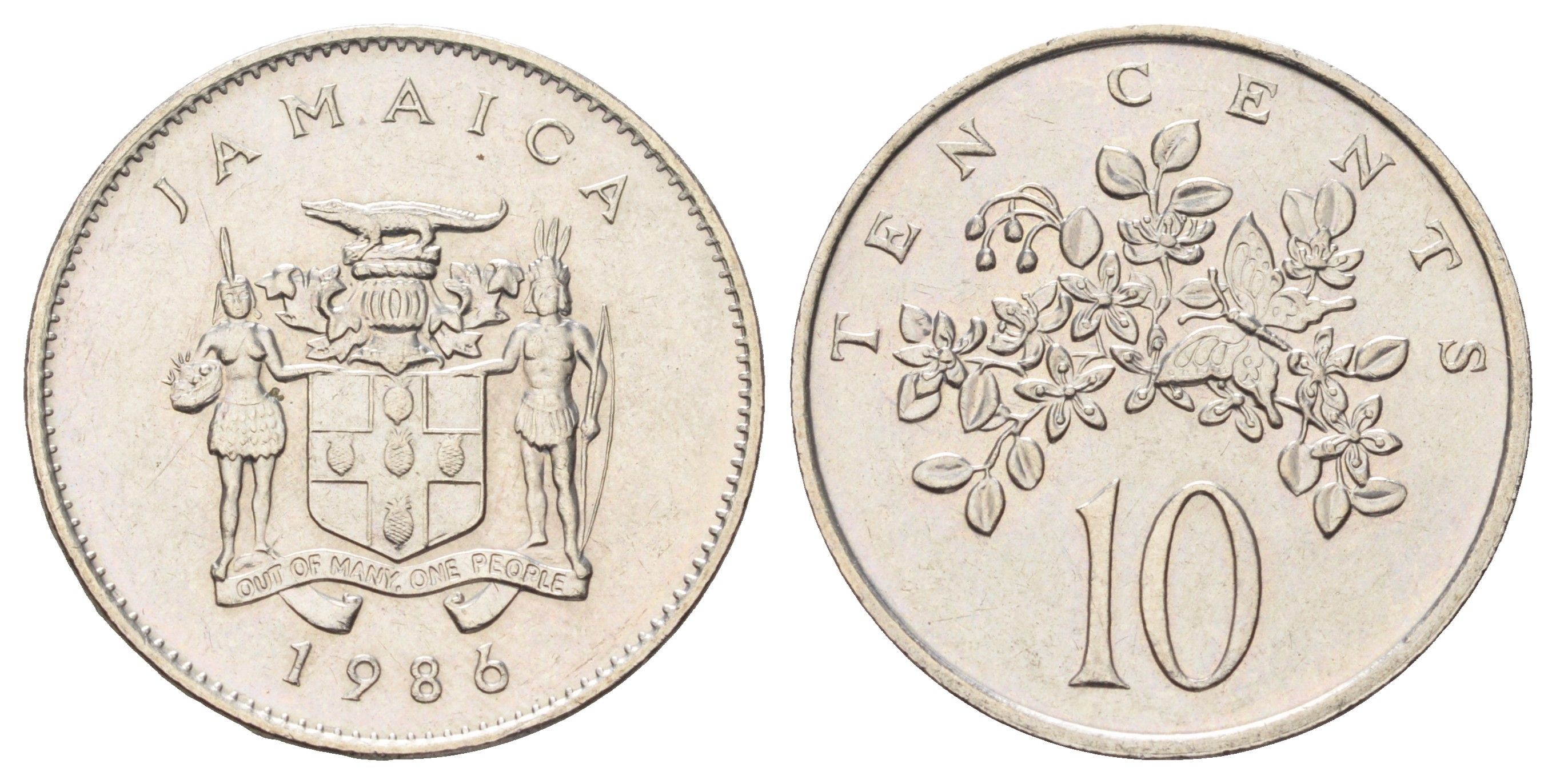 Ямайка 10 центов 1986 KM 47 медно-никель UNC 4128-324