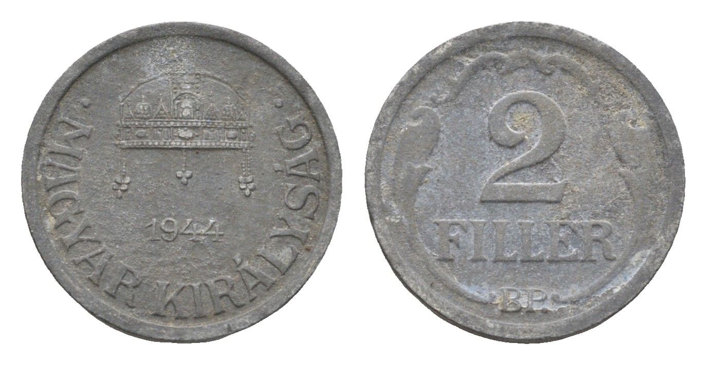 Венгрия 2 филлера 1944 BP KM 519 цинк 4664-912