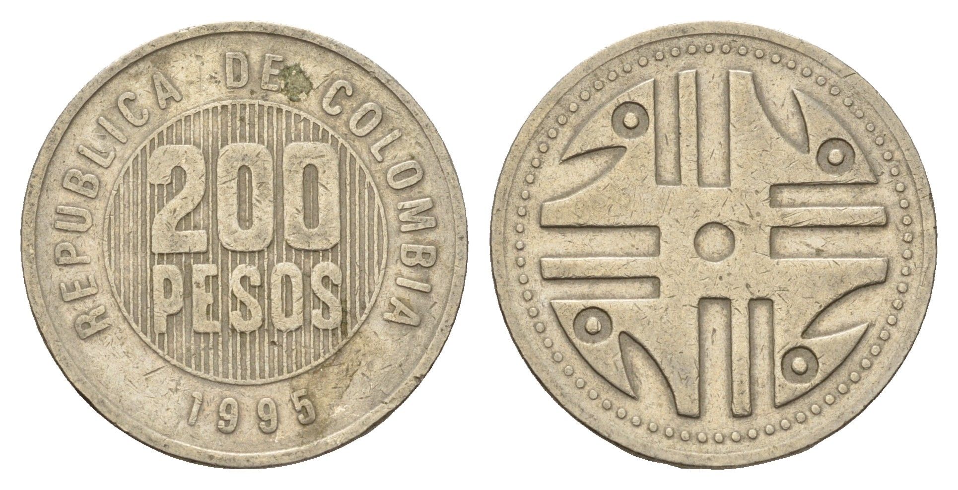 Колумбия 200 песо 1995 KM 287 медь цинк никель 4143-133
