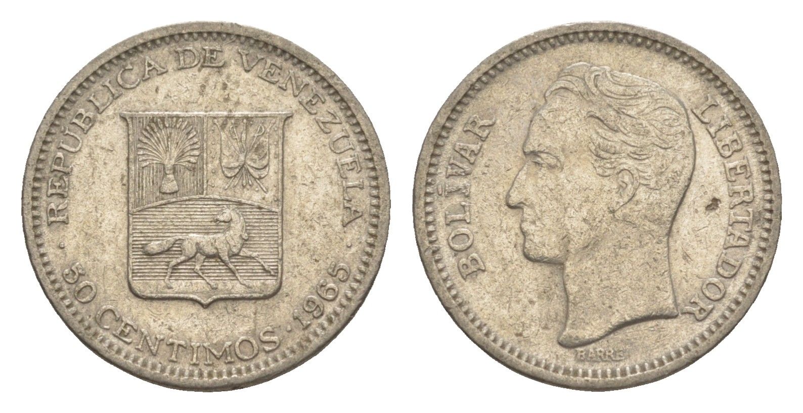 Венесуэла 50 сентимо 1965 Симон Боливар Y 41 никель 4582-734