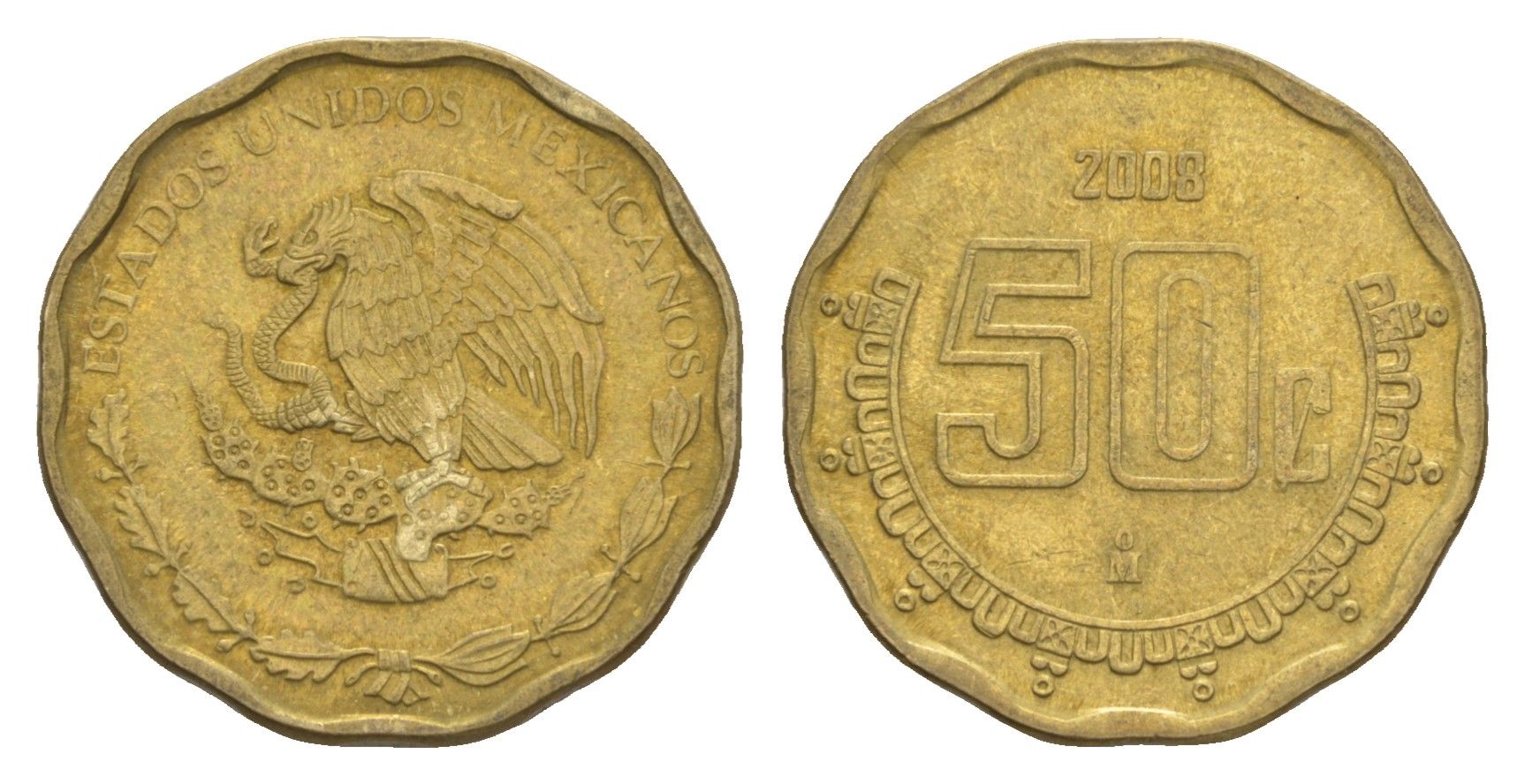 Мексика 50 сентаво 2008 KM 549 алюминиевая бронза 4644-665