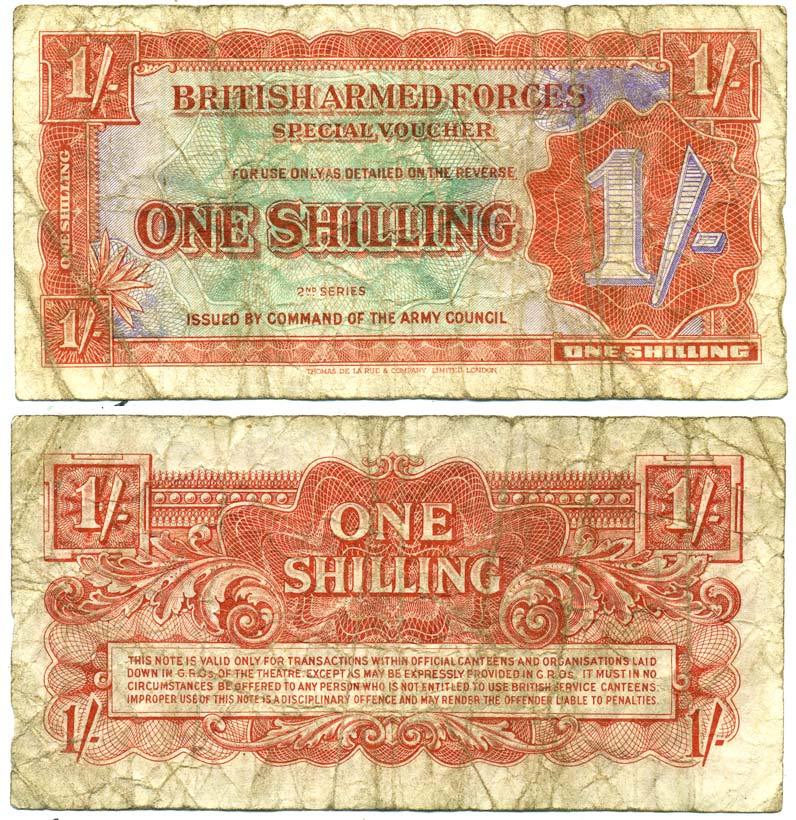 АНГЛИЯ 1 ШИЛЛИНГ 1948 2 СЕРИЯ, ДЛЯ ВООРУЖЕННЫХ СИЛ Pick М18а бумага 7552-53-1