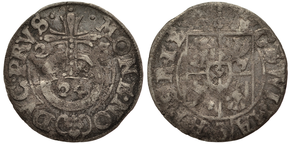 Бранденбург-Пруссия 1/24 талера 1625 Георг Вильгельм (1619-1640), вес 0,81 гр. KM 116.1 серебро 1516-215