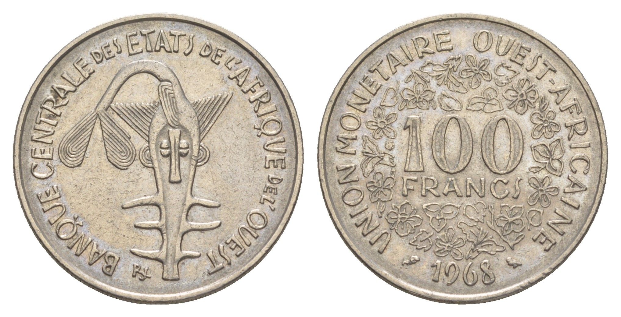 Западная Африка (BCEAO) 100 франков 1968 KM 4 никель 4620-1221