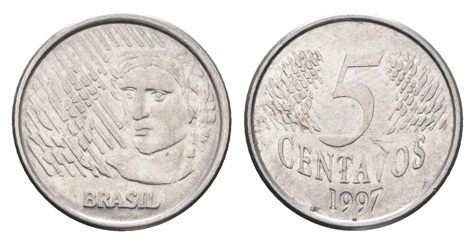 Бразилия 5 сентаво 1997 KM 632 нержавеющая сталь 4664-522