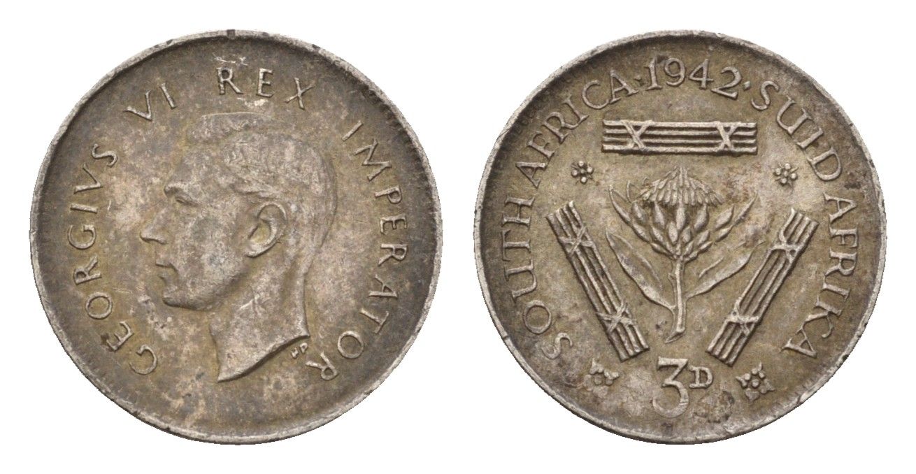 ЮАР 3 пенса 1942 Георг VI (1936-1952) KM 26 серебро 4549-138