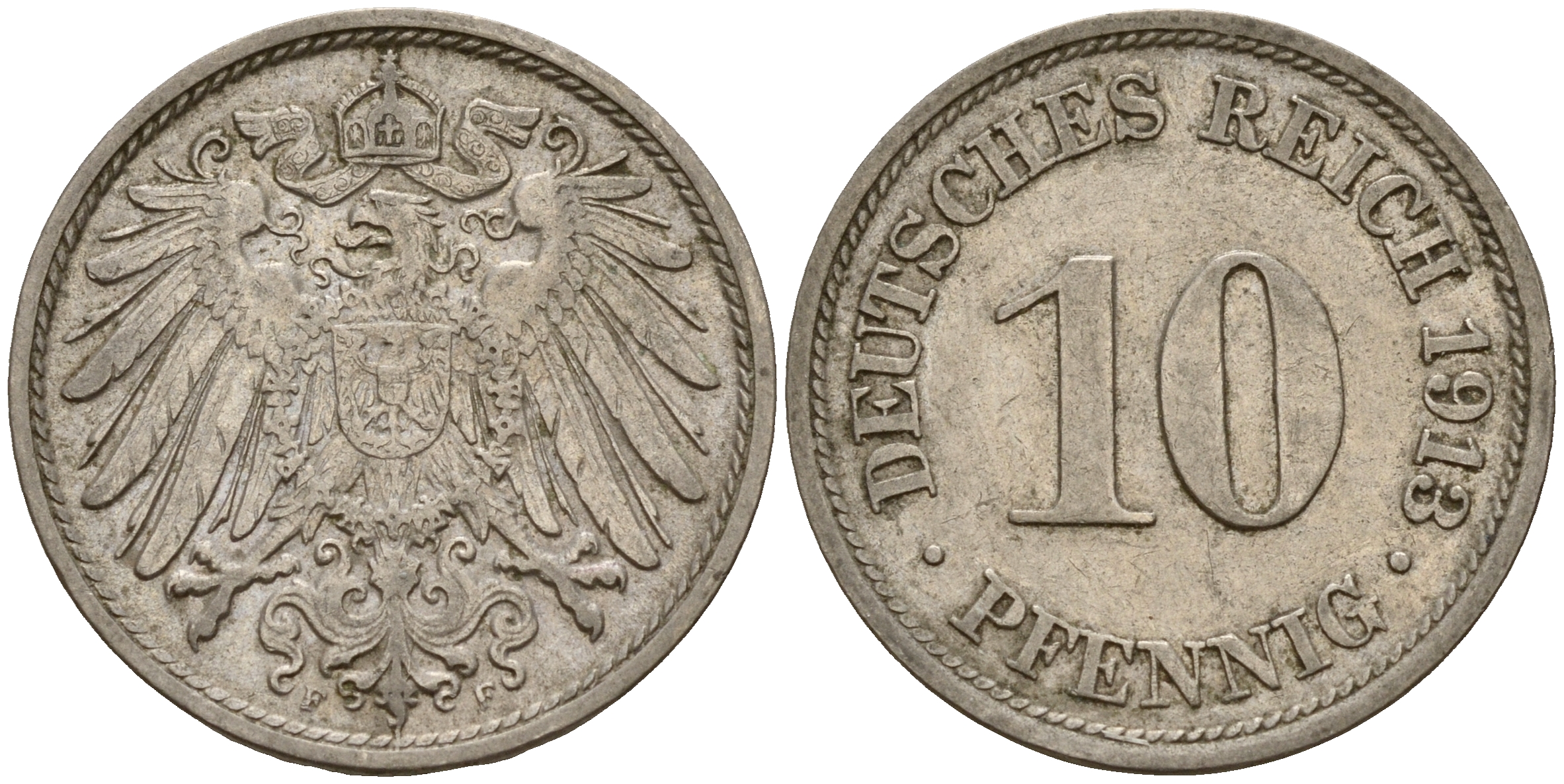 Германия 10 пфеннигов 1913 F J. 13,  KM 12 медно-никель    4603-735