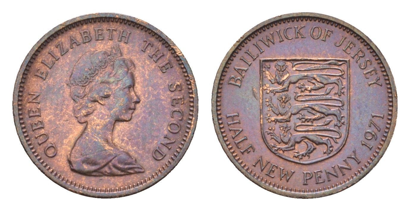Джерси 1/2 пенни 1971 Елизавета II (1952-2022) KM 29 бронза aUNC 4647-462