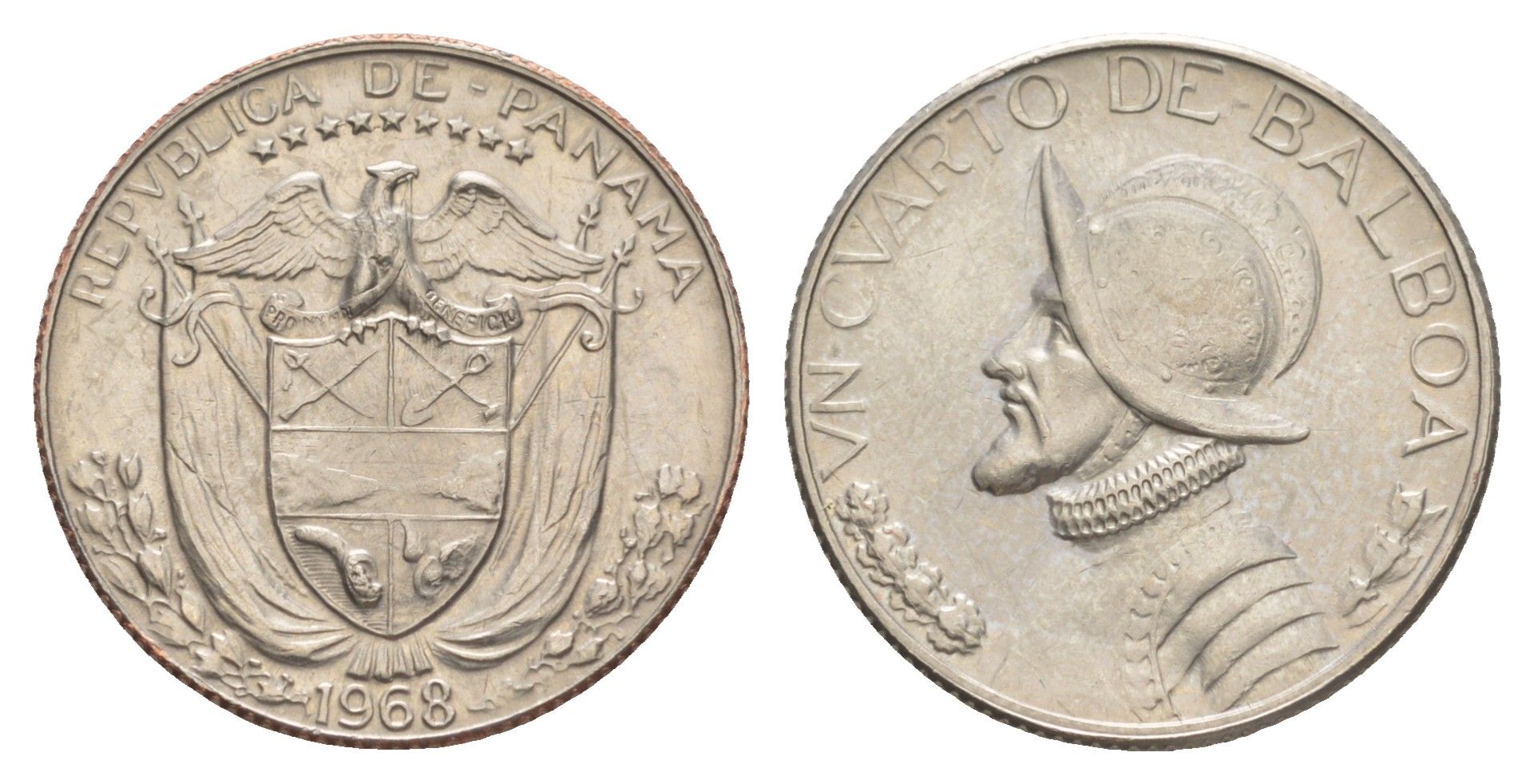 Панама 1/4 бальбоа (25 сентесимо) 1968 KM 11.2a медь плакированная медно-никелем 4642-642