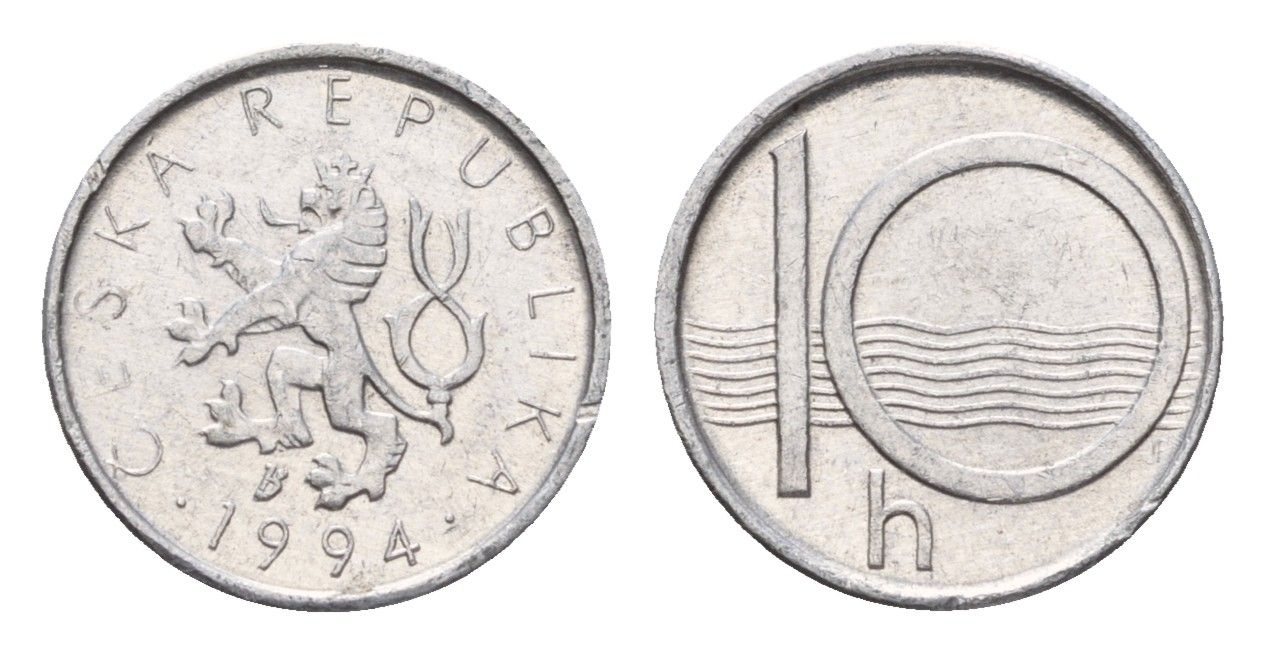 Чехия 10 геллеров 1994 KM 6 алюминий 4674-837
