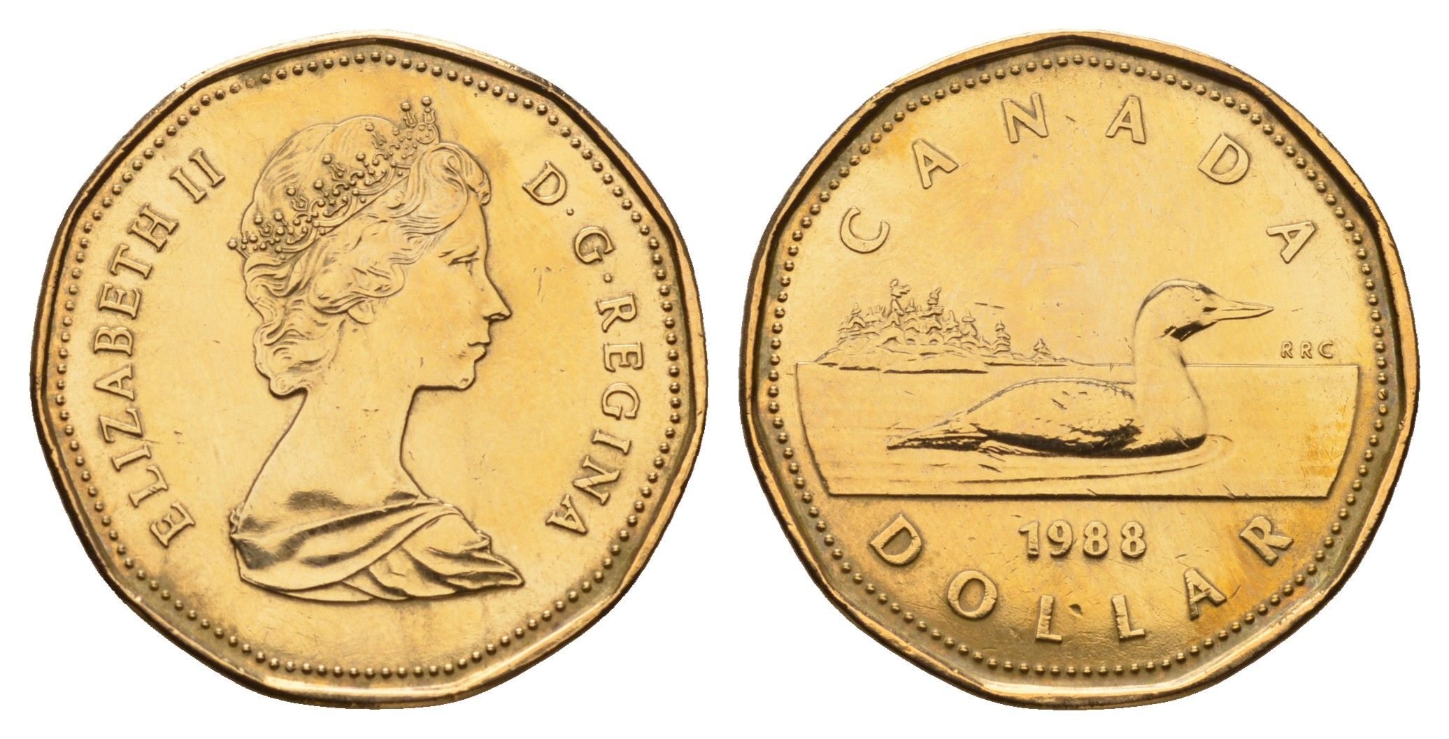 Канада 1 доллар 1988 Елизавета II (1952-2022), утка KM 157 никель плакированная бронзой 110-1116