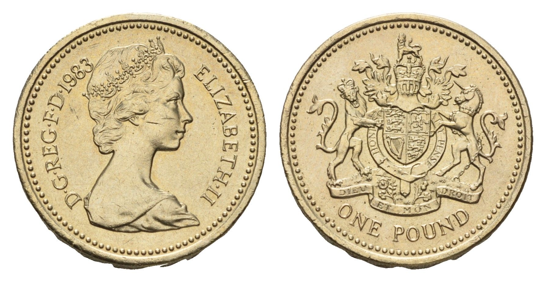 Великобритания 1 фунт 1983 Елизавета II (1952-2022) KM 933, Spink 4221 никель латунь UNC 4675-711