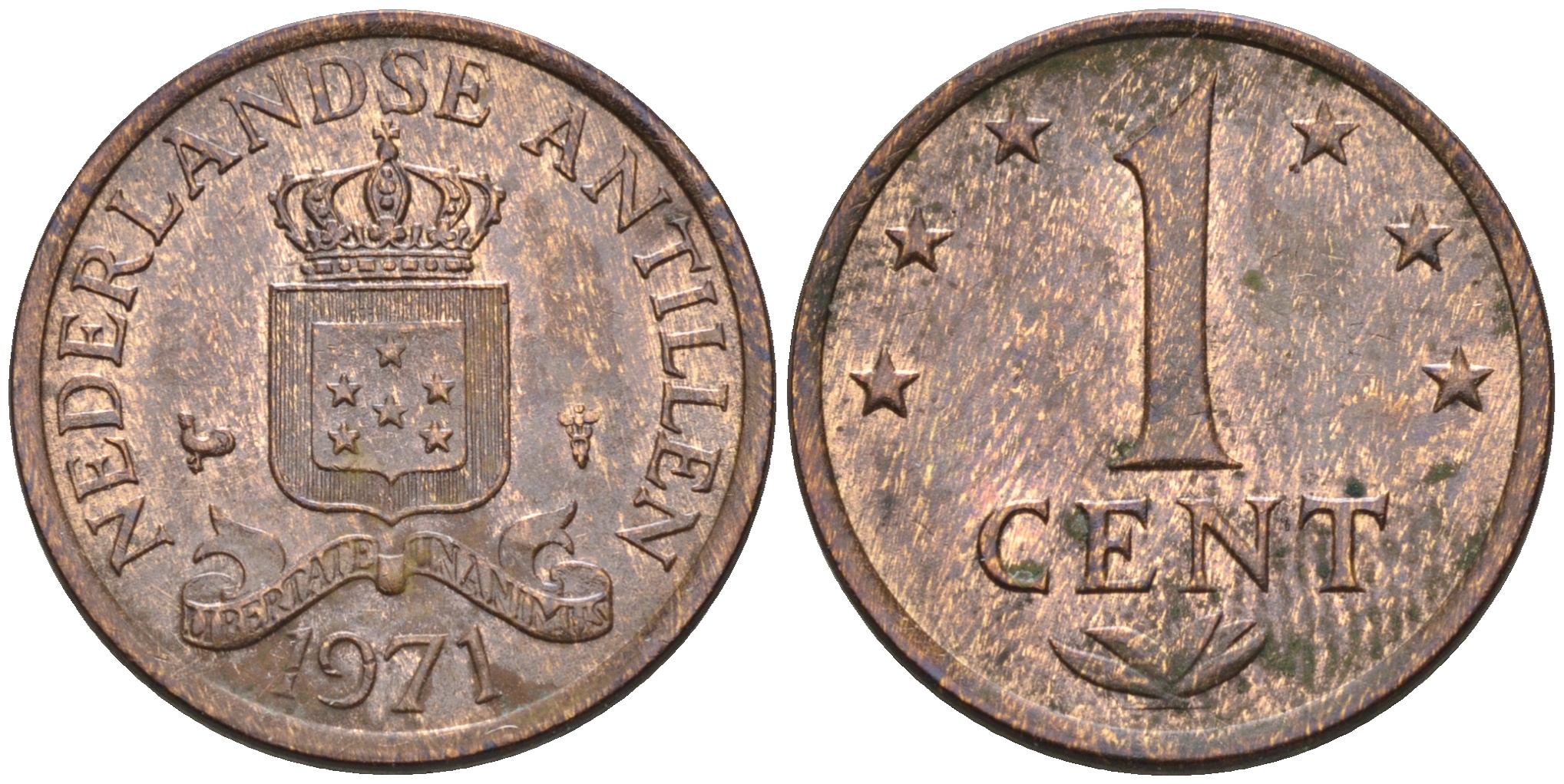 Нидерландские Антилы 1 цент 1971 Юлиана (1948-1980) KM 8 бронза 4169-261
