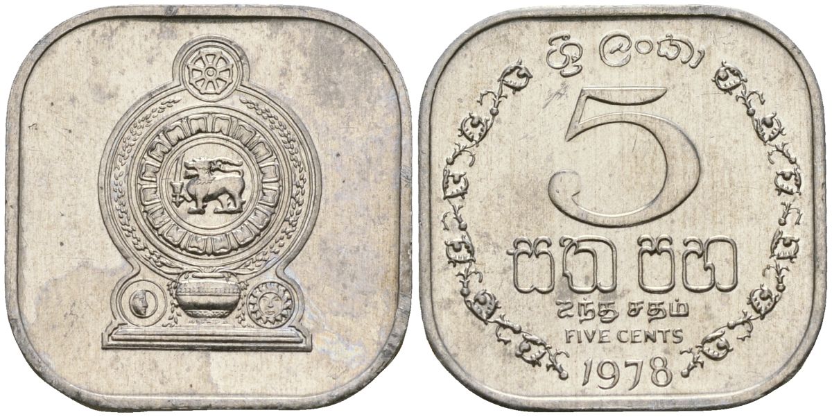 Шри-Ланка 5 центов 1978 KM 139a алюминий 4136-718