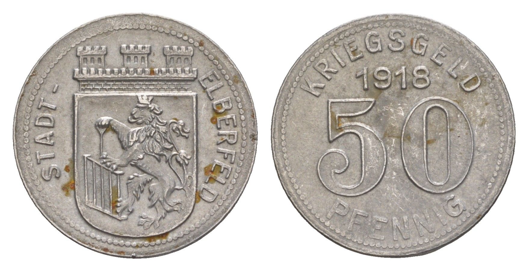 Эльберфельд 50 пфеннигов 1918 Funck 111.6, Men05 6413.7, Men18 8040.7 железо 4586-451