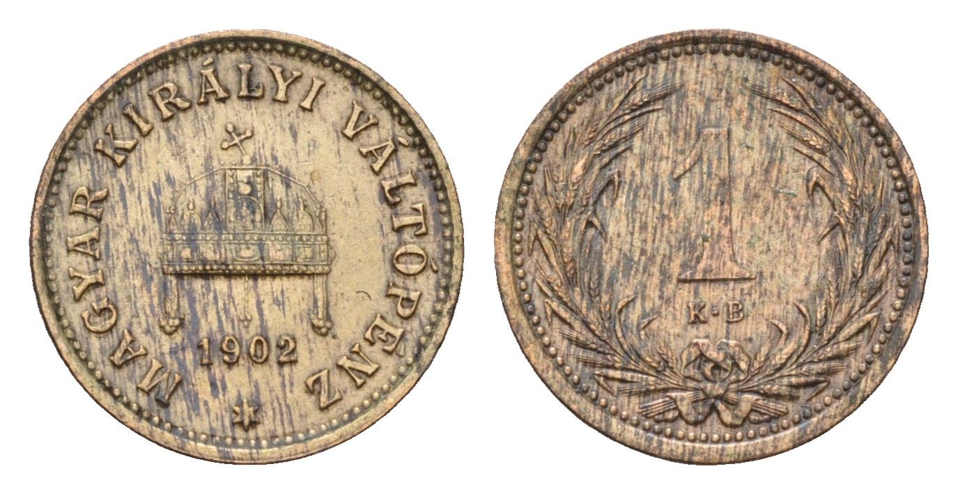 Венгрия 1 филлер 1902 KB, Франц Иосиф I (1848-1916) KM 480 бронза 72-1617