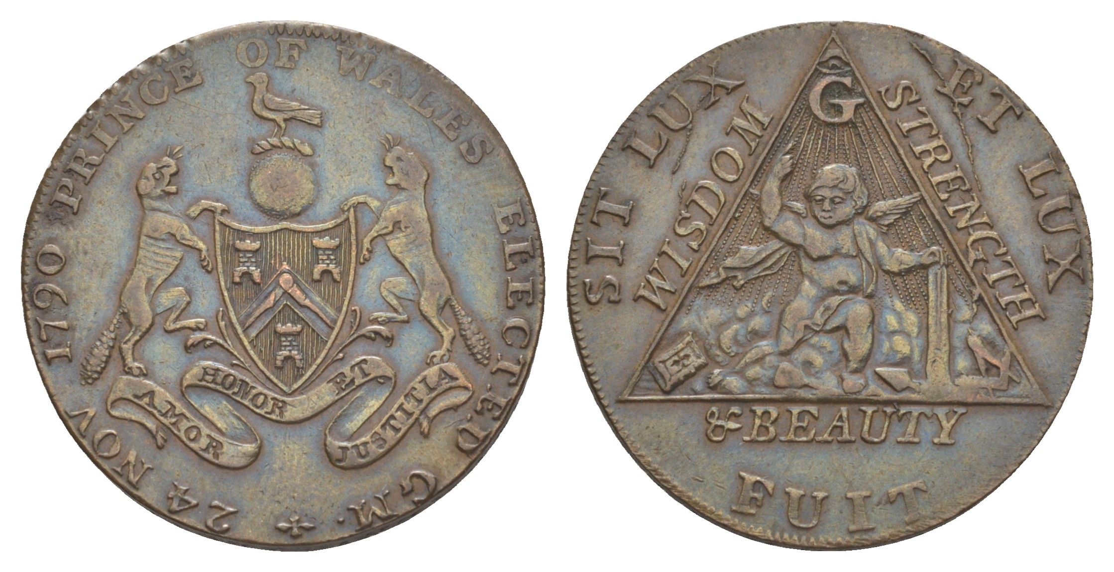 Великобритания, Мидлсекс 1/2 пенни 1794 Масонство, брак на гурте Dalton & Hamer 372a медь 1528-1113