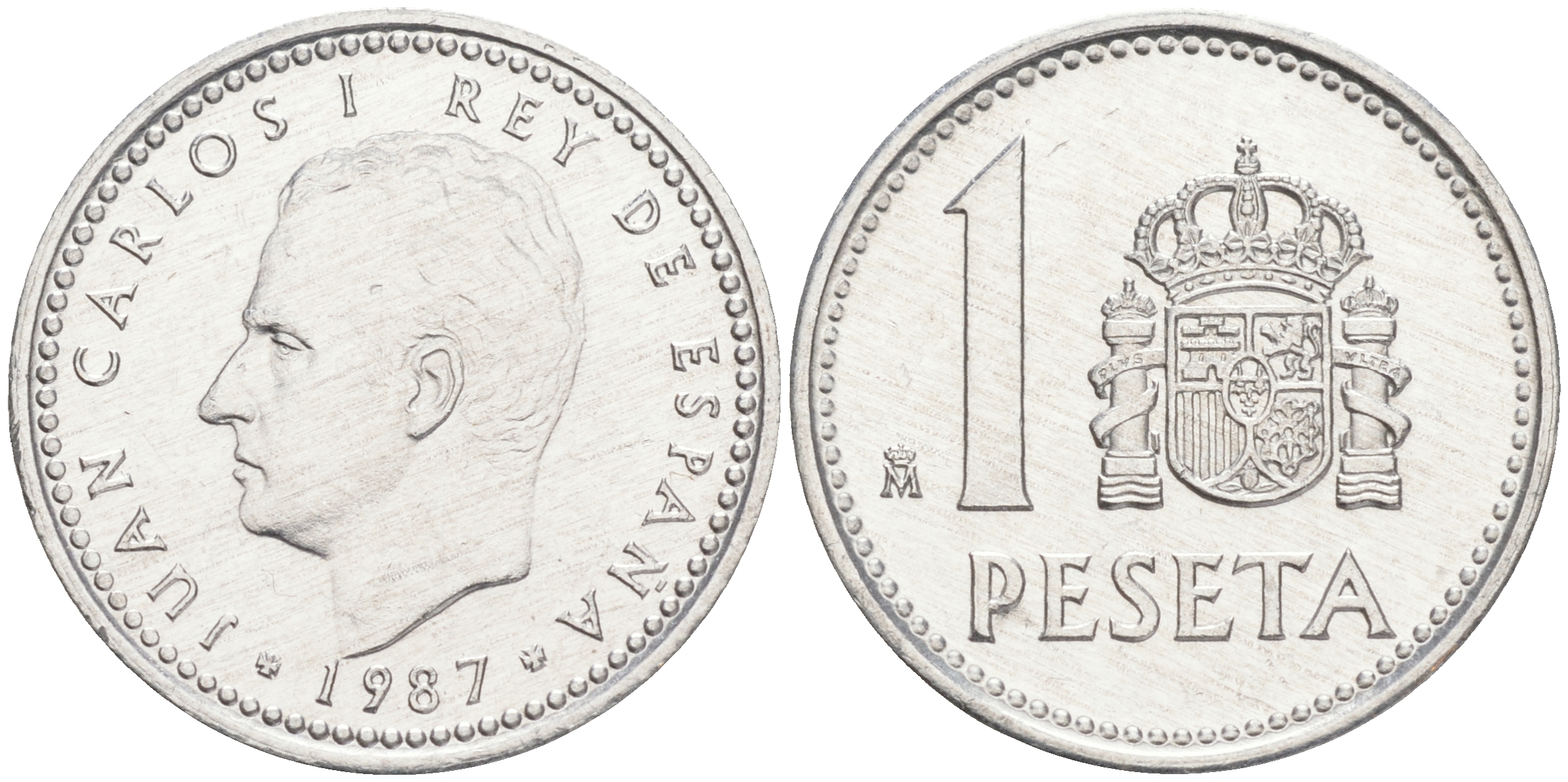 ИСПАНИЯ 1 ПЕСЕТА 1987 ХУАН КАРЛОС I (1975-) KM 821 алюминий 192-831