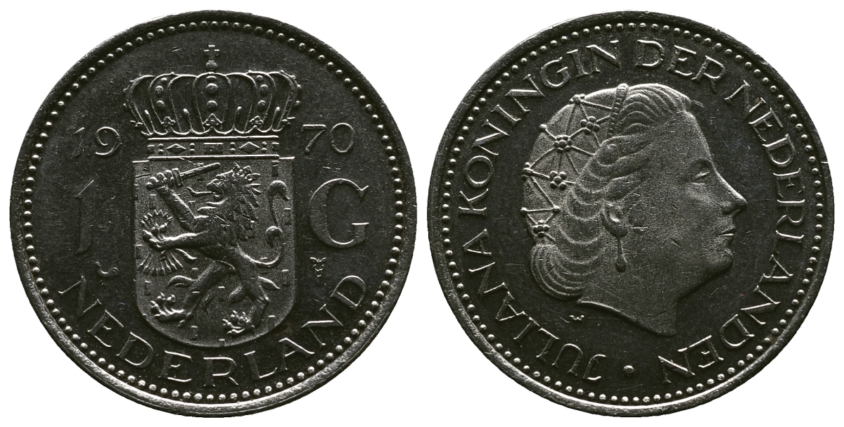 Нидерланды 1 гульден 1970 Юлиана (1948-1980) KM 184а никель 4384-941