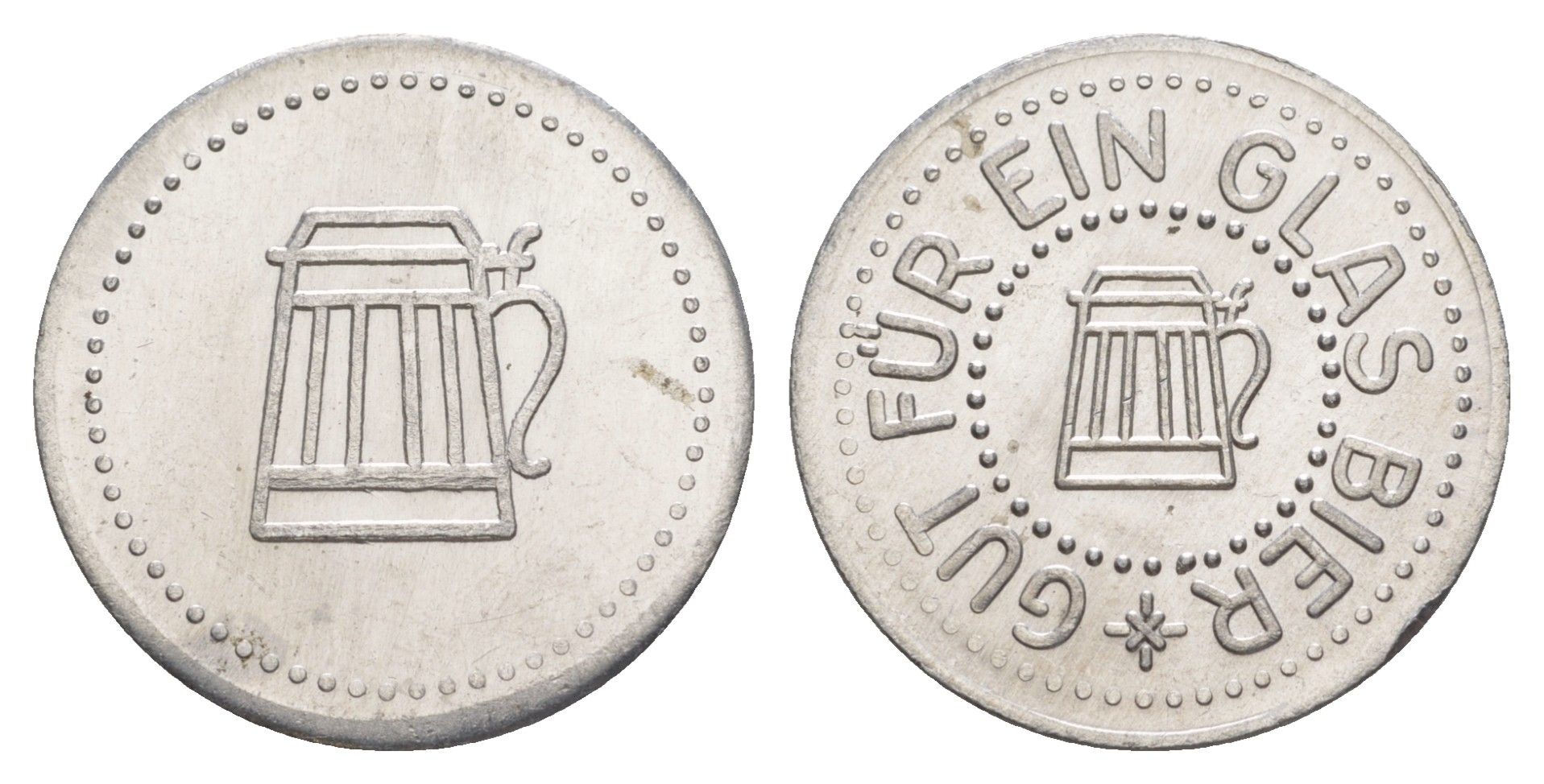 Германия жетон в 1 "стакан пива" ND диаметр 24 мм, вес 1,1 гр алюминий UNC 4638-833