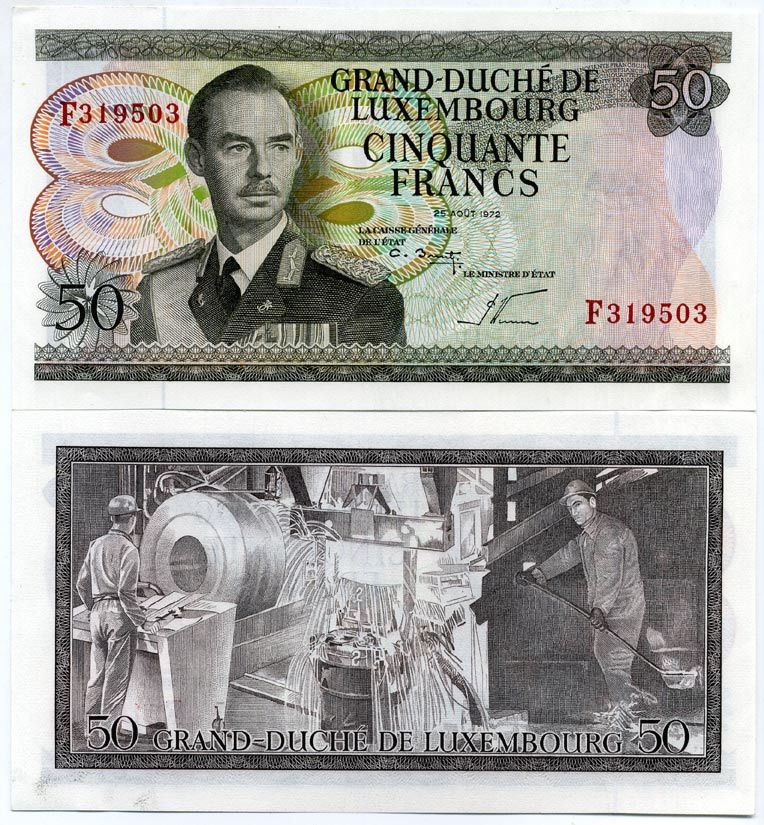 Люксембург 50 франков 1972 LE MINISTRE D'ETAT Pick 55 b бумага UNC (пресс) 450-57-3
