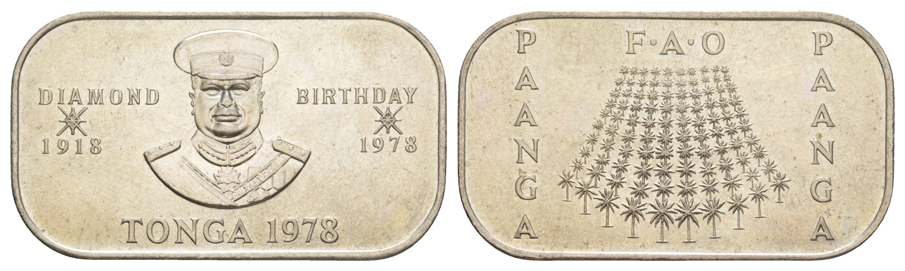 Тонга 1 паанга 1978 60 лет со дня рождения Тауфа’ахау Тупоу IV KM 58 медно-никель UNC 3711-1414