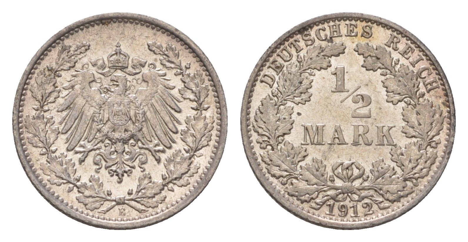 Германия 1/2 марки 1912 E, Вильгельм II (1888-1918) KM 17, J. 16 серебро aUNC 3896-743