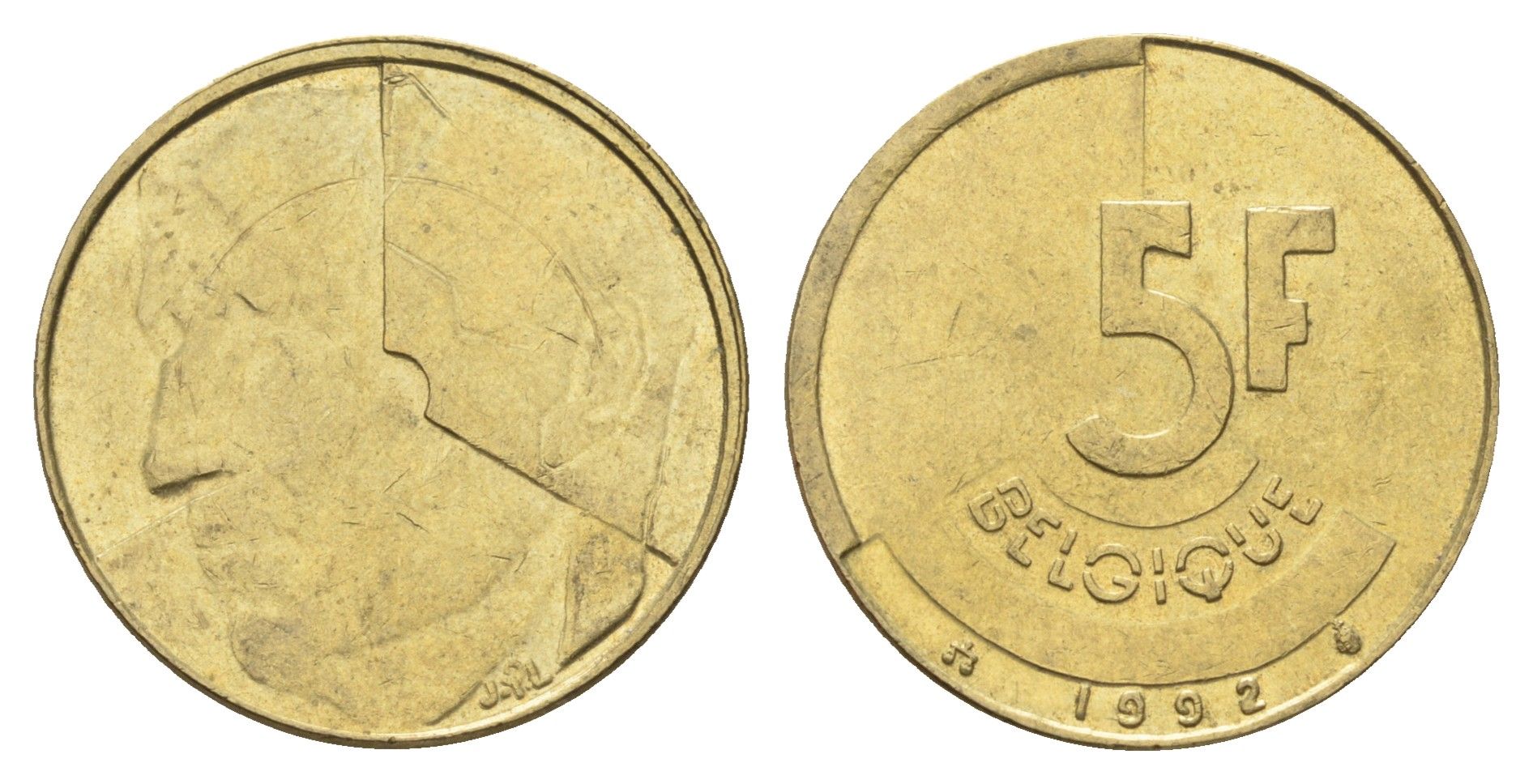 Бельгия 5 франков 1992 Belgique, Бодуэн I (1951-1993) KM 163 медь алюминий никель 4706-233