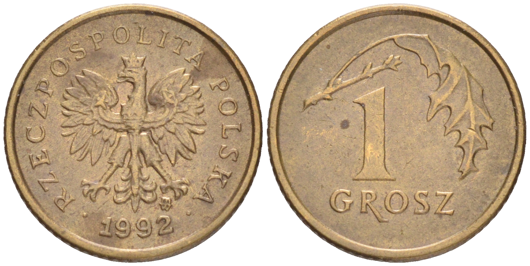 ПОЛЬША 1 ГРОШ 1992 MW KM 276 латунь 4516-735