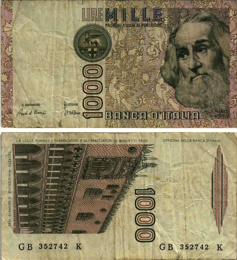 Италия 1000 лир 1982 Дворец дожеи?, Марко Поло Pick 109a 8611-12-1-1