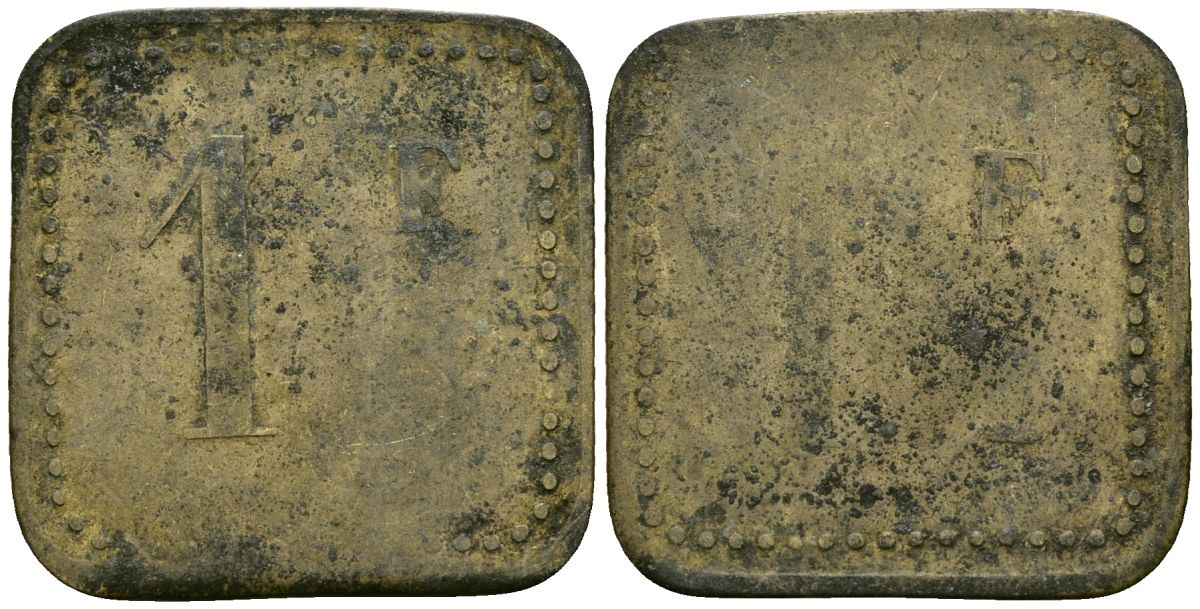 Франция 1 франк XIX-XX век ресторанный жетон латунь 4166-827