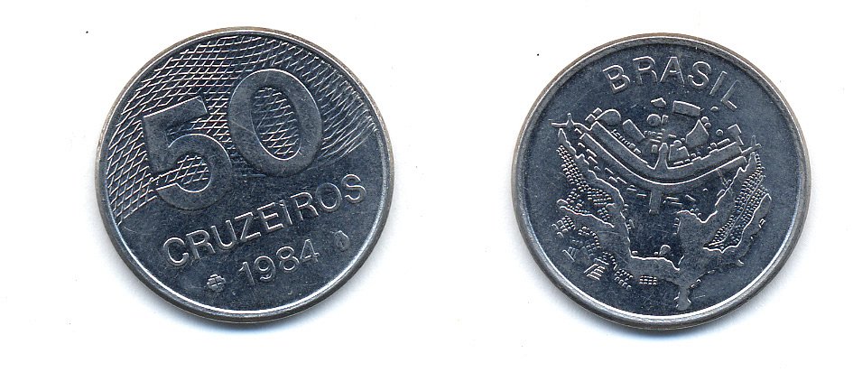 БРАЗИЛИЯ 50 КРУЙЗЕЙРО 1984 KM 594.1 сталь aUNC 51-5733