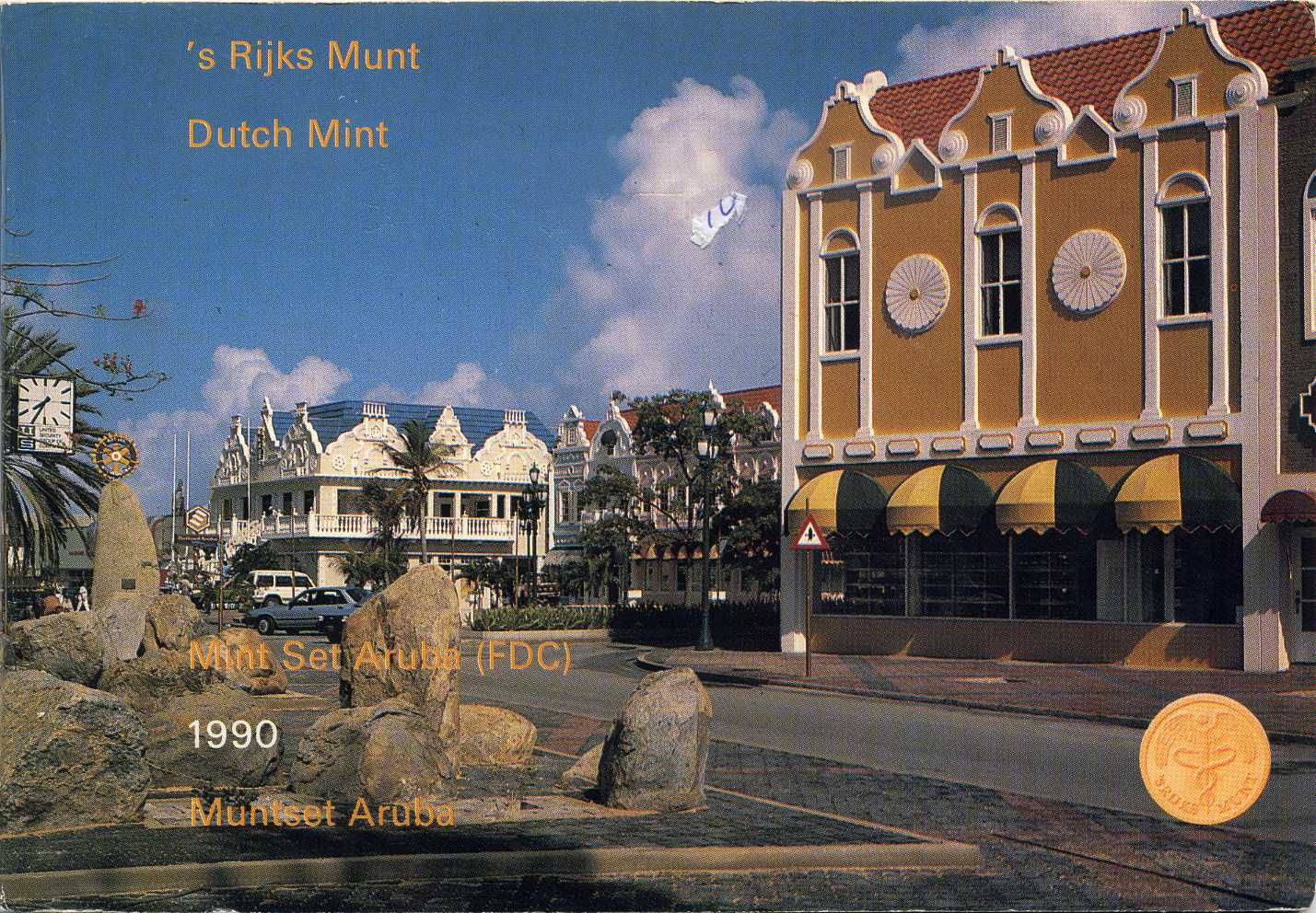 Аруба официальный набор из 6 монет 1990 в оригинальном буклете, с жетоном монетного двора KM MS5 UNC 2-5-2-34