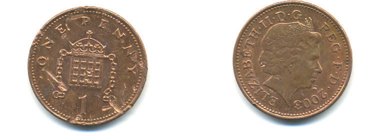 Великобритания 1 пенни 2003 Елизавета II (1952-2022) KM 986, Spink 4710 (B5) сталь плакированная медью 177-556