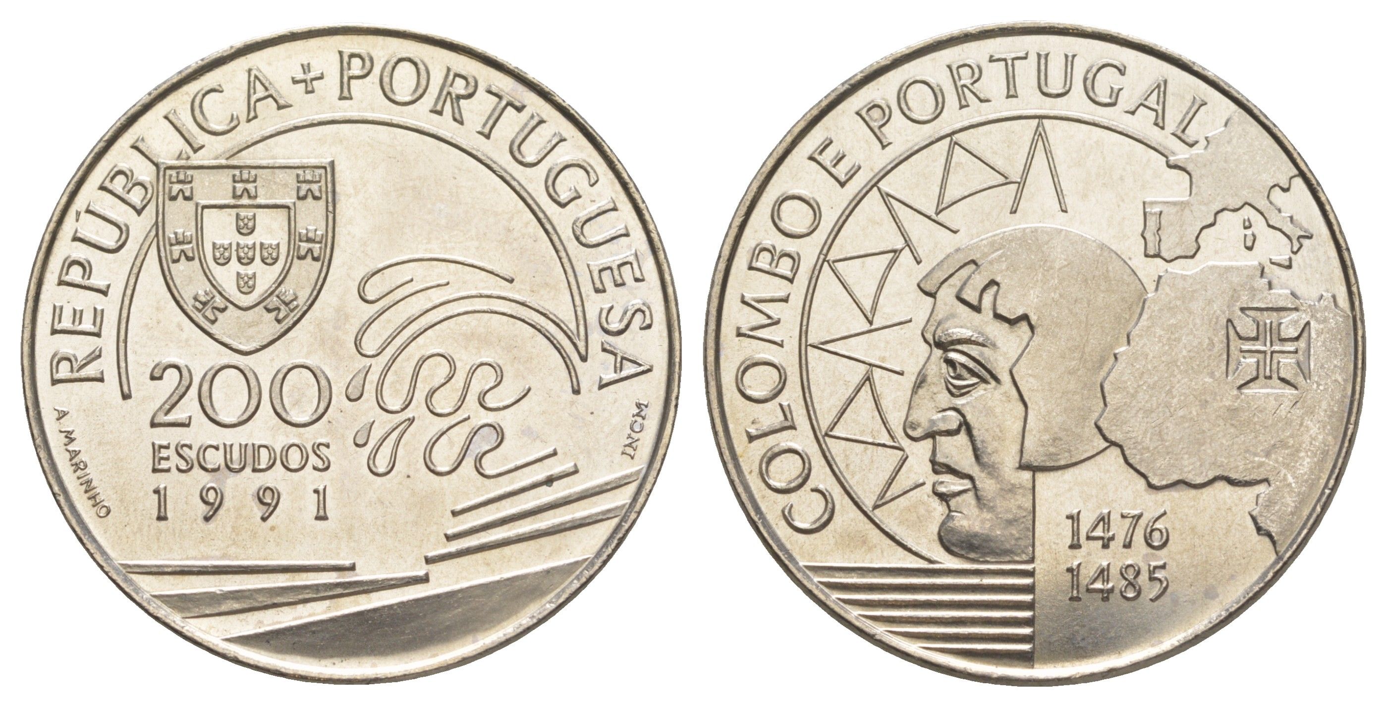 Португалия 200 эскудо 1991 Христофор Колумб в Португалии KM 658 медно-никель UNC 1101-5-24