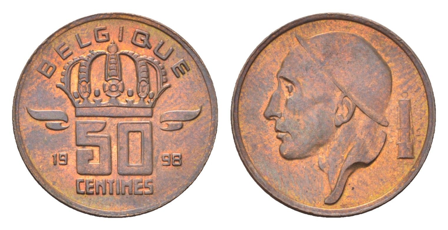 Бельгия 50 сантимов 1998 Belgique, Бодуэн I (1951-1993) KM 148 бронза 4705-245