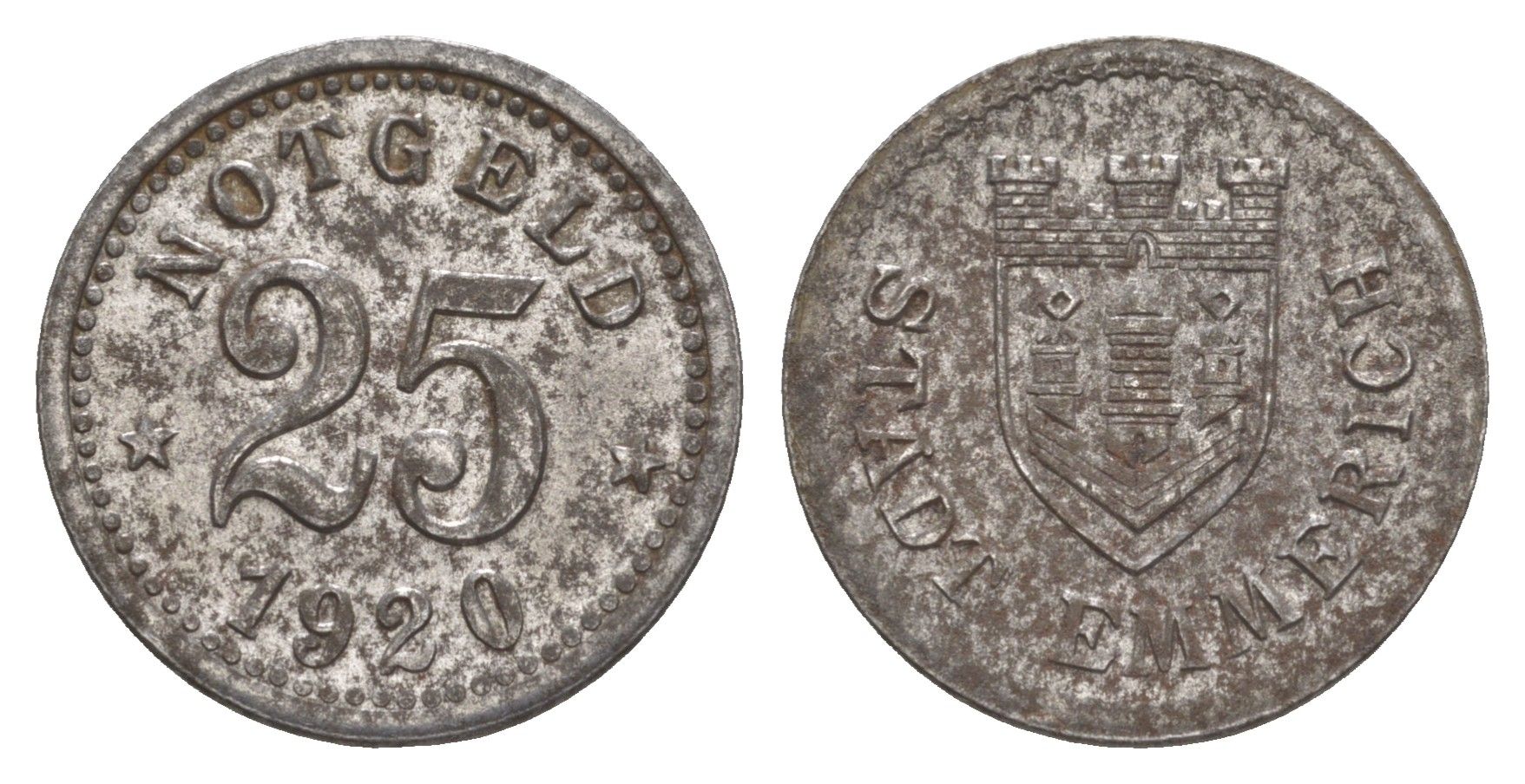 Эммерих 25 пфеннигов 1920 Funck 118.3, Men05 6537.3, Men18 8204.3 железо 4643-914