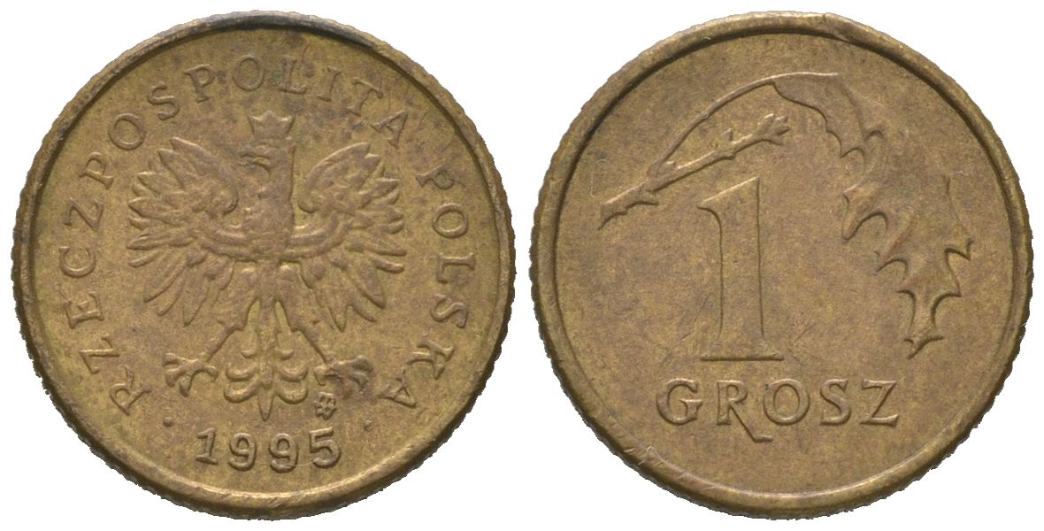 Польша 1 грош 1995 MW KM 276 латунь 4580-513