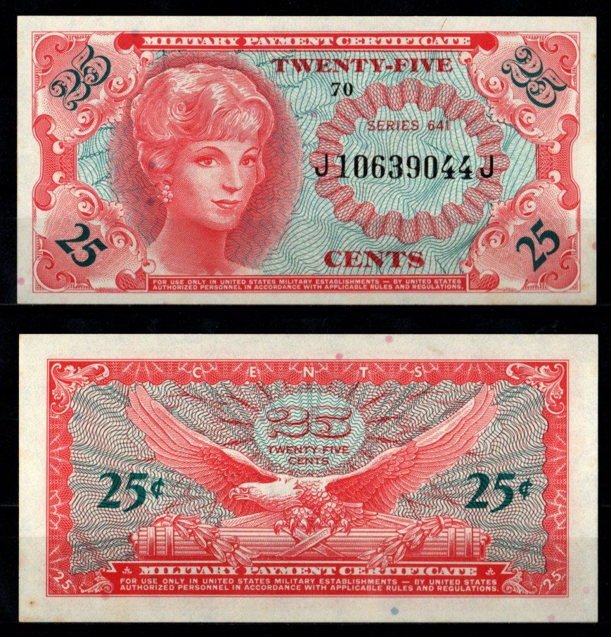 США 25 центов ND (1965) Pick M59 бумага UNC (пресс) 8605-34-1-2