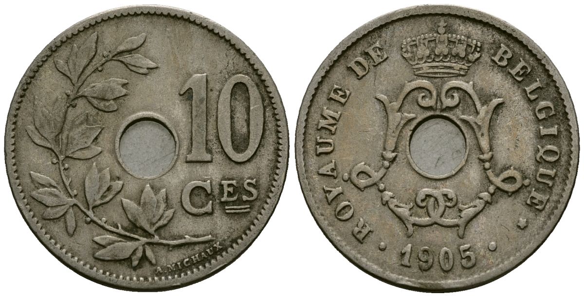 Бельгия 10 сантимов 1905 Belgique KM 52 медно-никель 4172-825